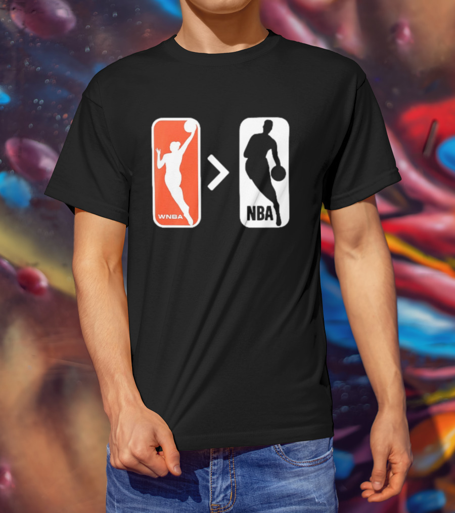 WNBA Logo Greater Than NBA Logo Comparison T-Shirt