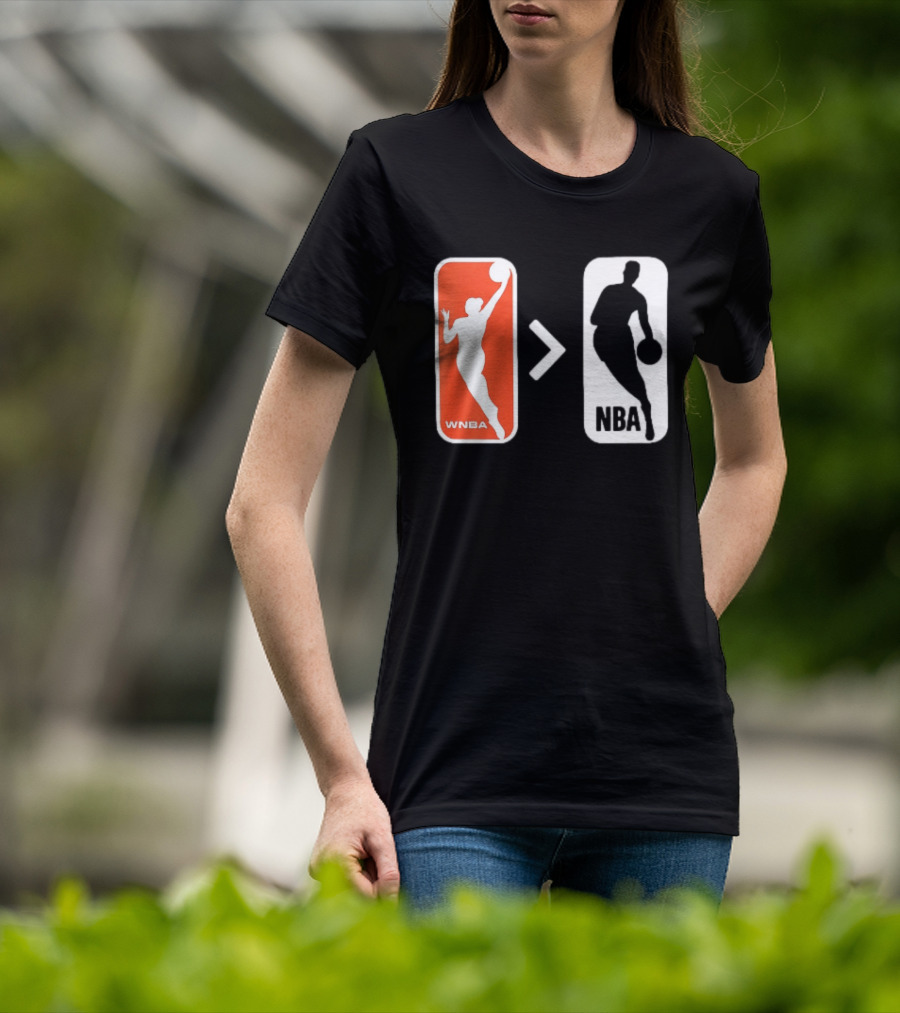 WNBA Logo Greater Than NBA Logo Comparison T-Shirt