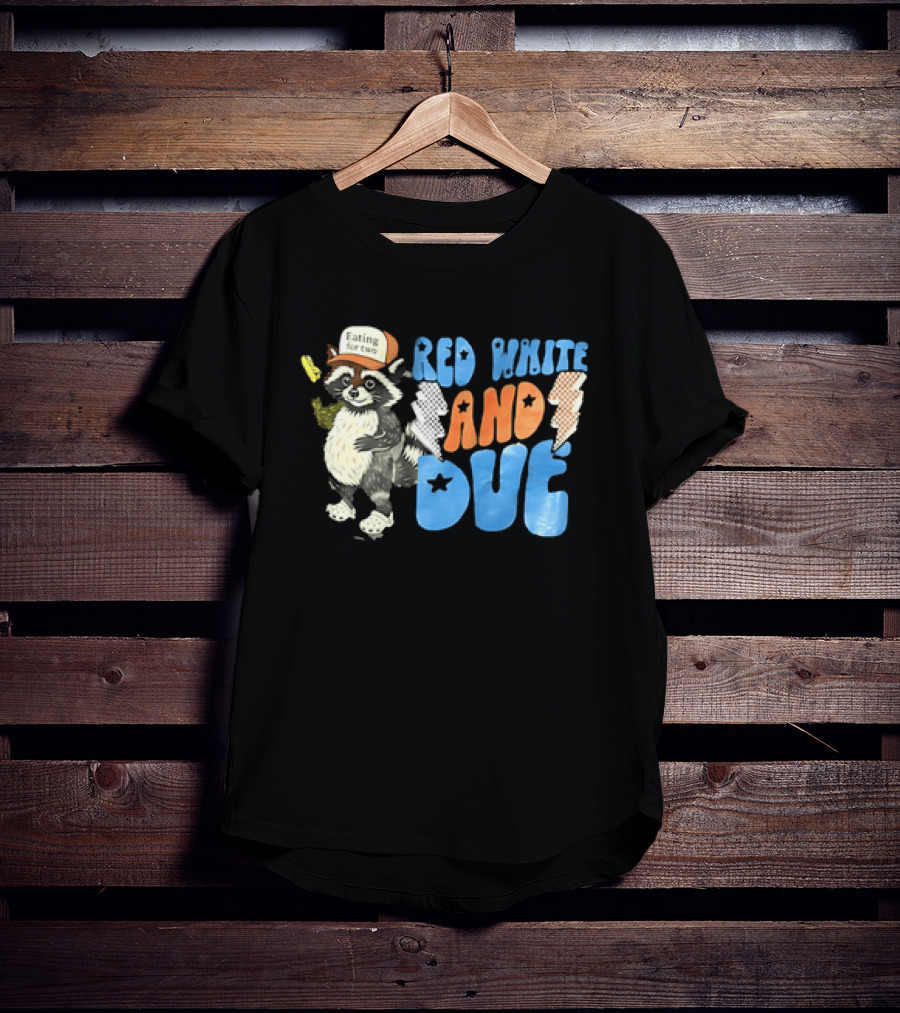 Red White And Due Raccoon Eating For Two T-Shirt