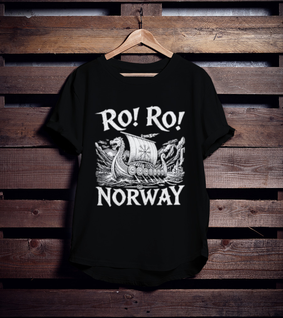Ro Ro Norway Viking Longship Illustration Nordic Adventure T-Shirt
