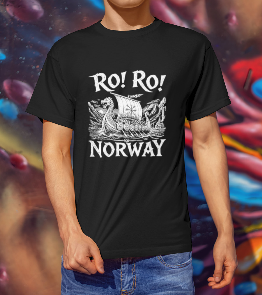 Ro Ro Norway Viking Longship Illustration Nordic Adventure T-Shirt