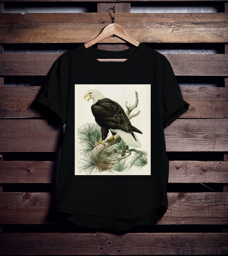 Roger Tory Peterson Bald Eagle Illustration On Stone Background 2026 T-Shirt