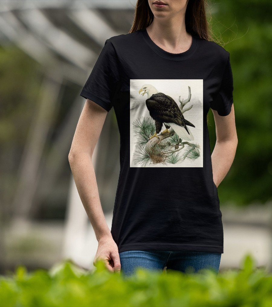 Roger Tory Peterson Bald Eagle Illustration On Stone Background 2026 T-Shirt