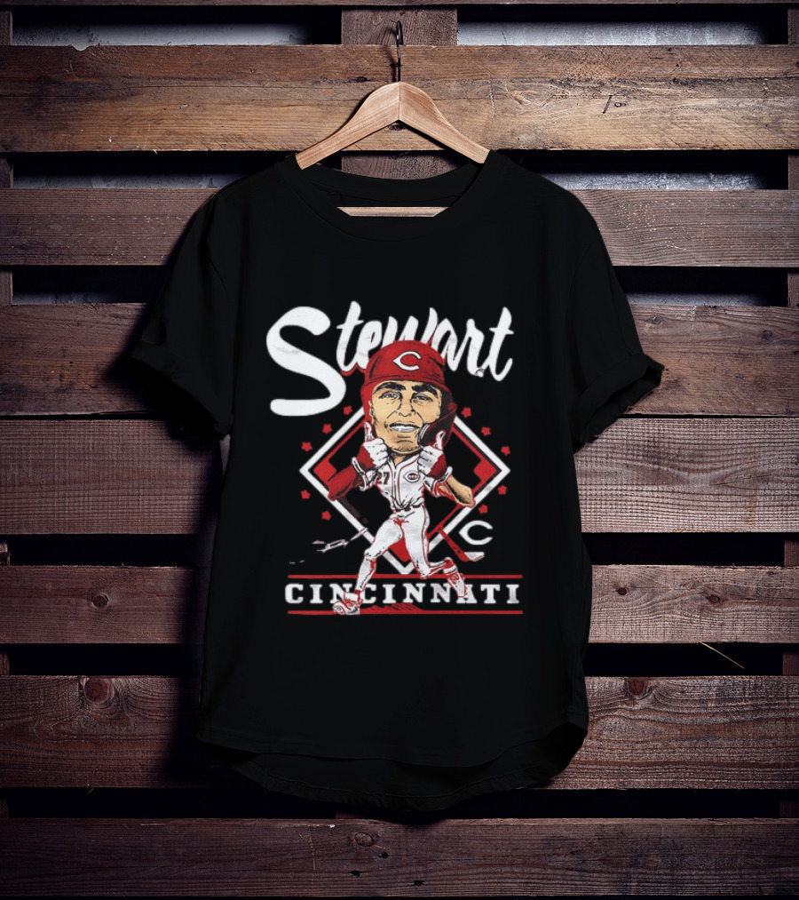 Cincinnati Reds Sal Stewart Baseball Caricature T-Shirt