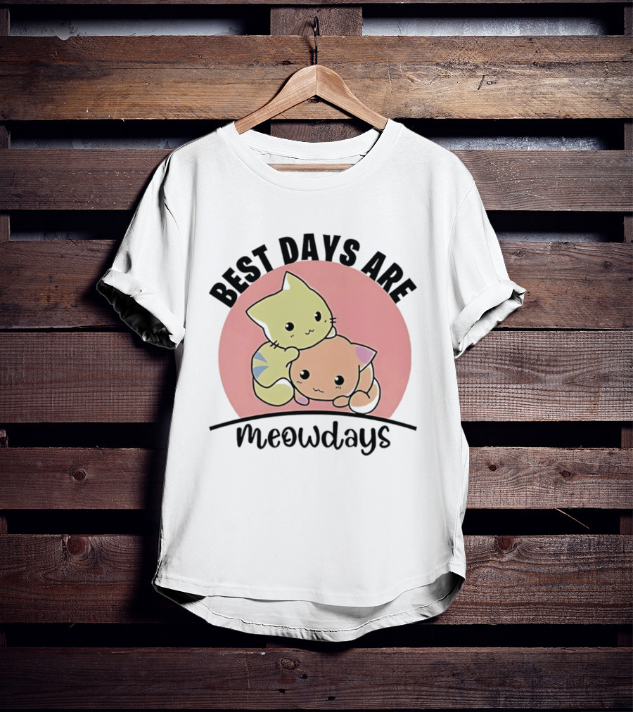 Best Days Are Meowdays Cute Cartoon Cats Hugging T-Shirt