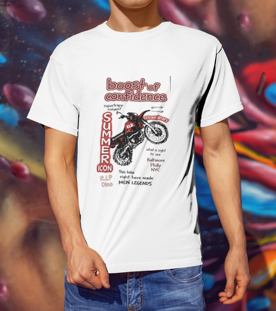 Boost Of Confidence Kawasaki KLR Summer Icon RIP Dino Men Legends T-Shirt