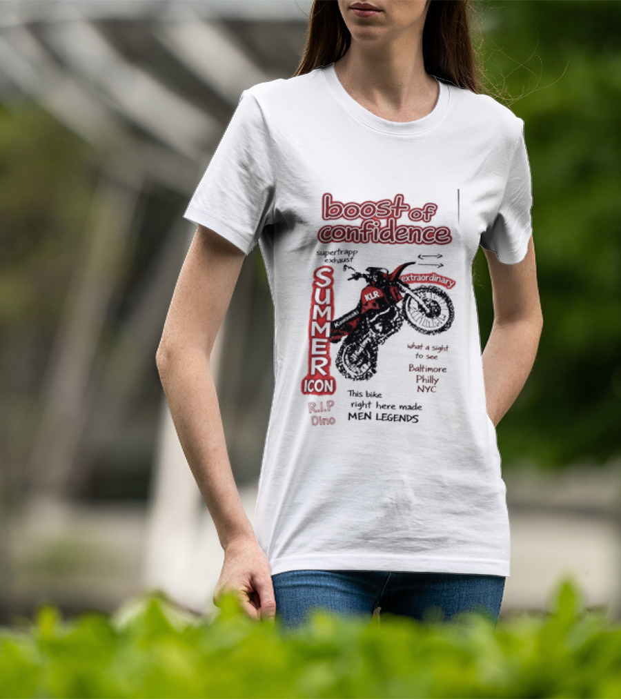 Boost Of Confidence Kawasaki KLR Summer Icon RIP Dino Men Legends T-Shirt