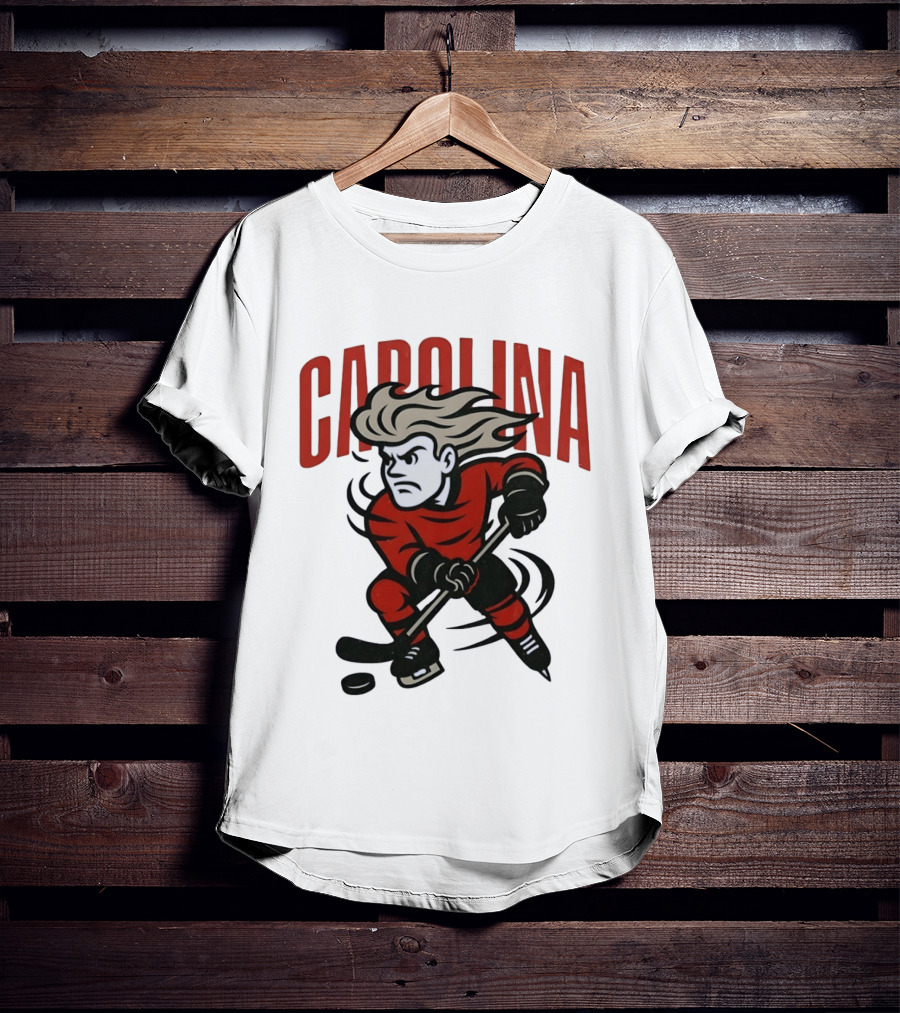 Carolina Hockey Action Figure Skating Puck Player T-Shirt