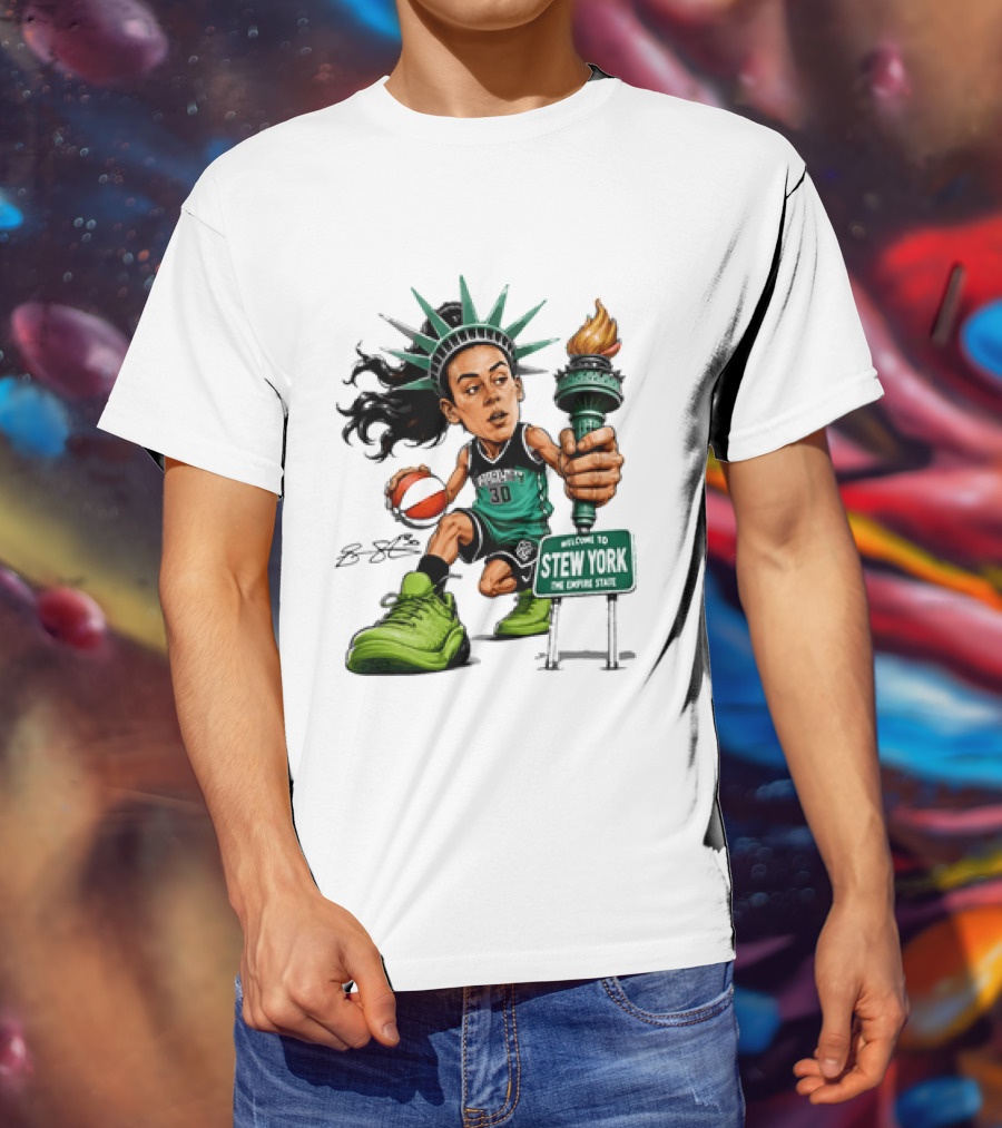 New York Liberty Breanna Stewart Stew York Torch Statue Basketball T-Shirt