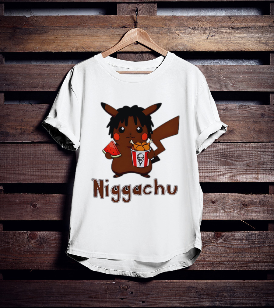 Niggachu Pikachu With Fried Chicken And Watermelon T-Shirt