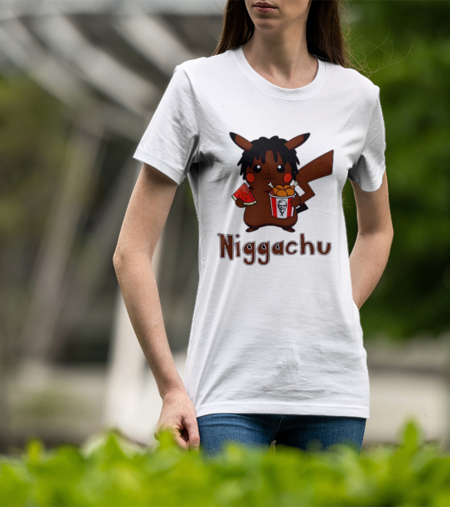 Niggachu Pikachu With Fried Chicken And Watermelon T-Shirt