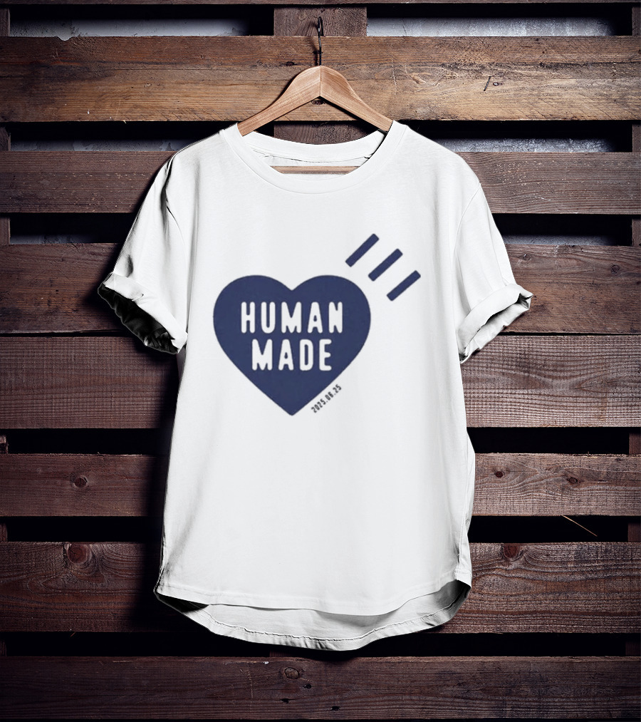 Daily Human Made Heart Motif With Three Stripes And Dry Alls T-Shirt