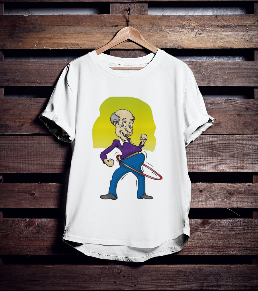 Elderly Man Hula Hooping Joyfully With Fist Pump T-Shirt