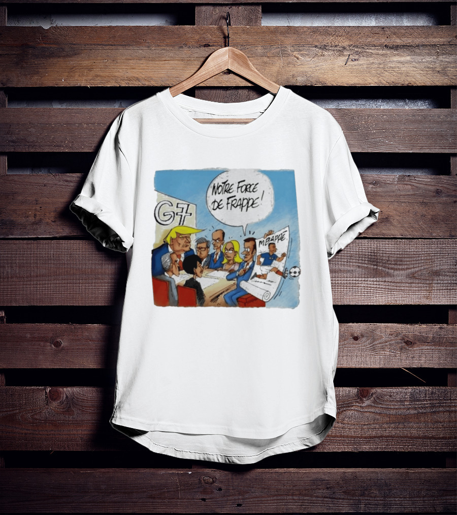 G7 Notre Force De Frappe Mbappe Cartoon Conference Scene T-Shirt