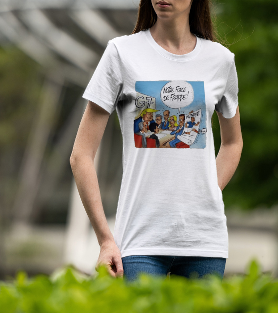 G7 Notre Force De Frappe Mbappe Cartoon Conference Scene T-Shirt