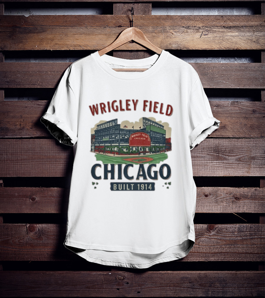 Wrigley Field Chicago Built 1914 Vintage Baseball Stadium Architecture T-Shirt