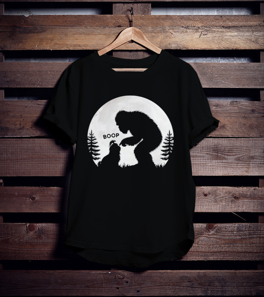 Bigfoot Boop Shih Tzu Moon Silhouette Forest Scene T-Shirt