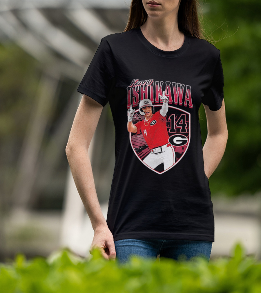 Kenny Ishikawa Georgia Bulldogs 14 Action Pose T-Shirt