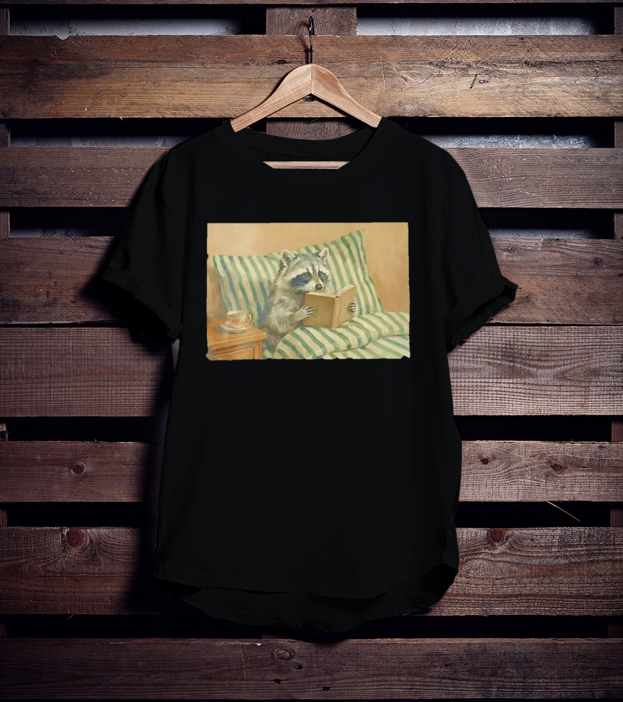 Probably Reading Trash Raccoon Bookworm Cozy T-Shirt