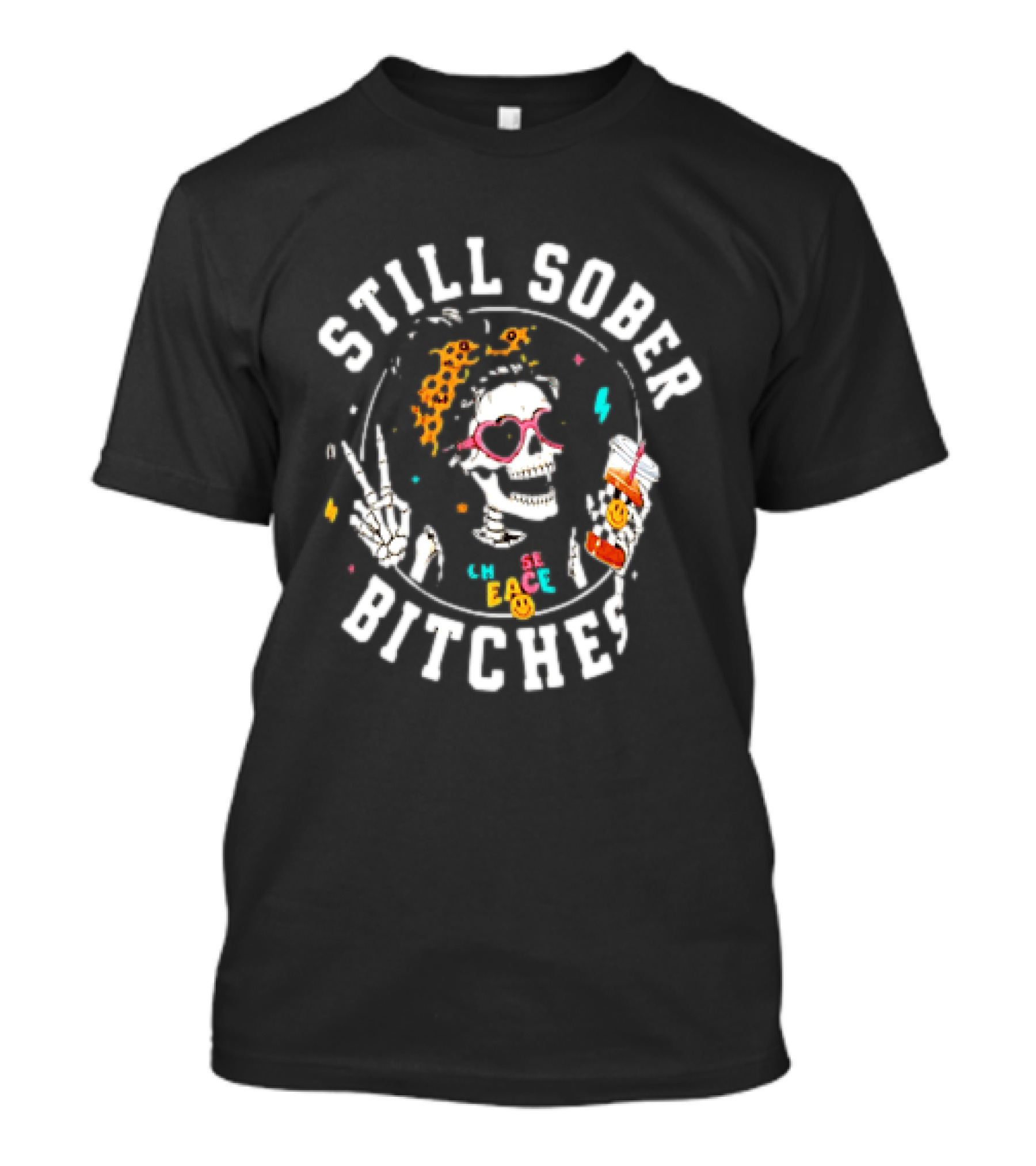 Still Sober Bitches Skeleton Peace Leopard Headband T-Shirt