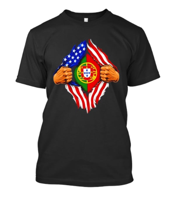 Super Hero American Portuguese Pride Combo Flag T-Shirt