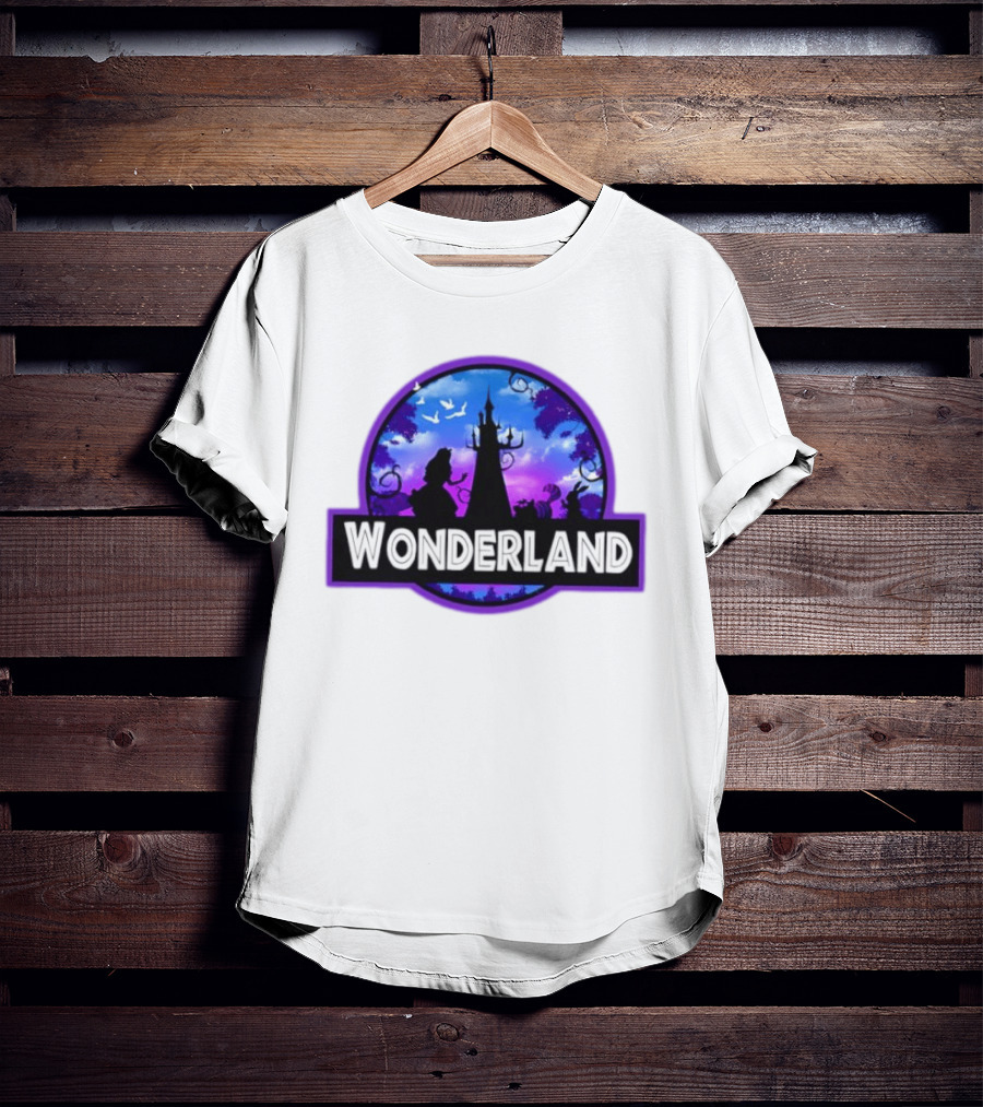 Alice Cheshire Cat White Rabbit Wonderland Disney Fantasy Adventure Movie T-Shirt