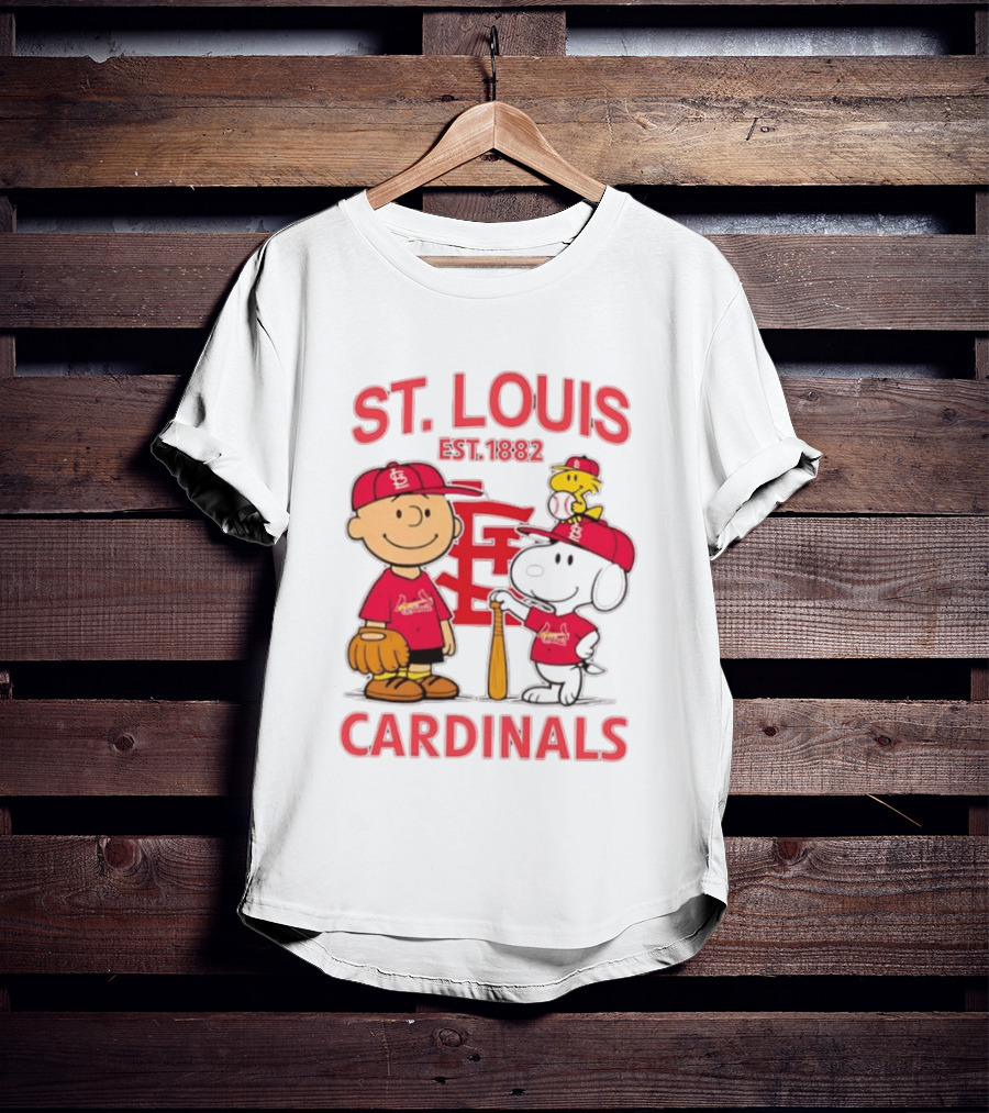 St. Louis Cardinals Est 1882 Charlie Brown Snoopy Woodstock MLB T-Shirt