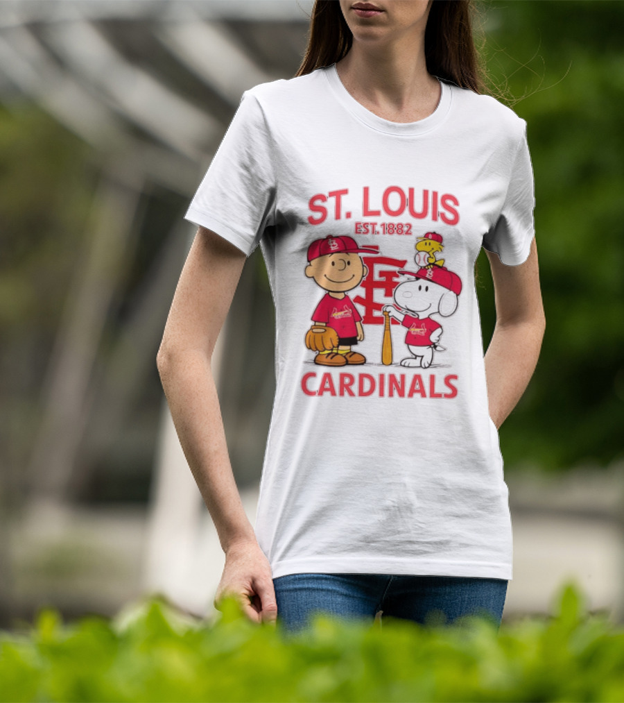 St. Louis Cardinals Est 1882 Charlie Brown Snoopy Woodstock MLB T-Shirt