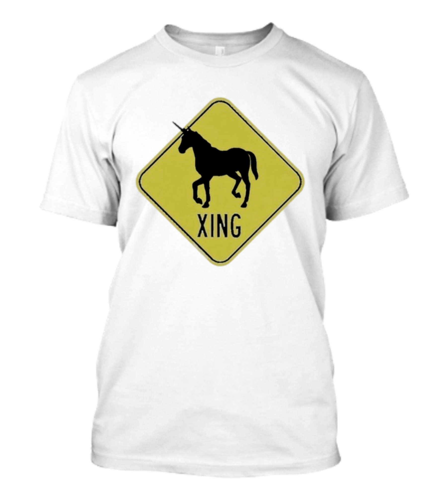 Unicorn Xing Mythical Creature Crosswalk Sign T-Shirt