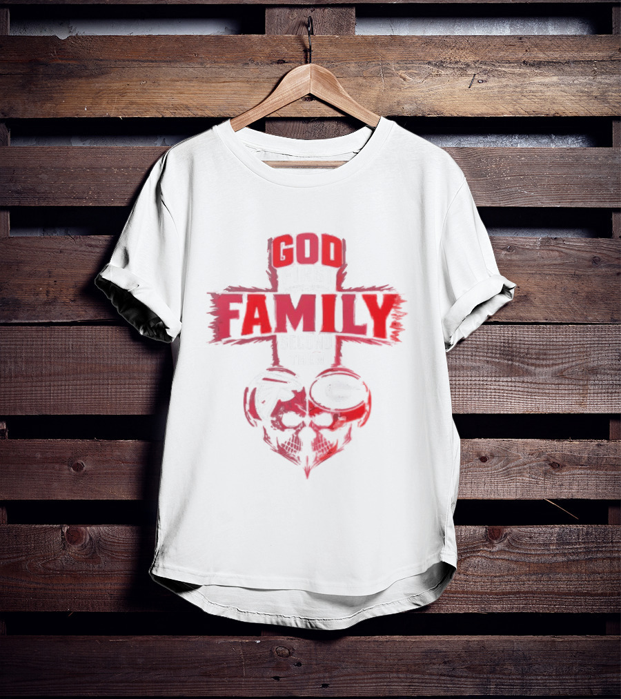God First Family Second Then Atlanta Falcons Georgia Bulldogs Skull T-Shirt