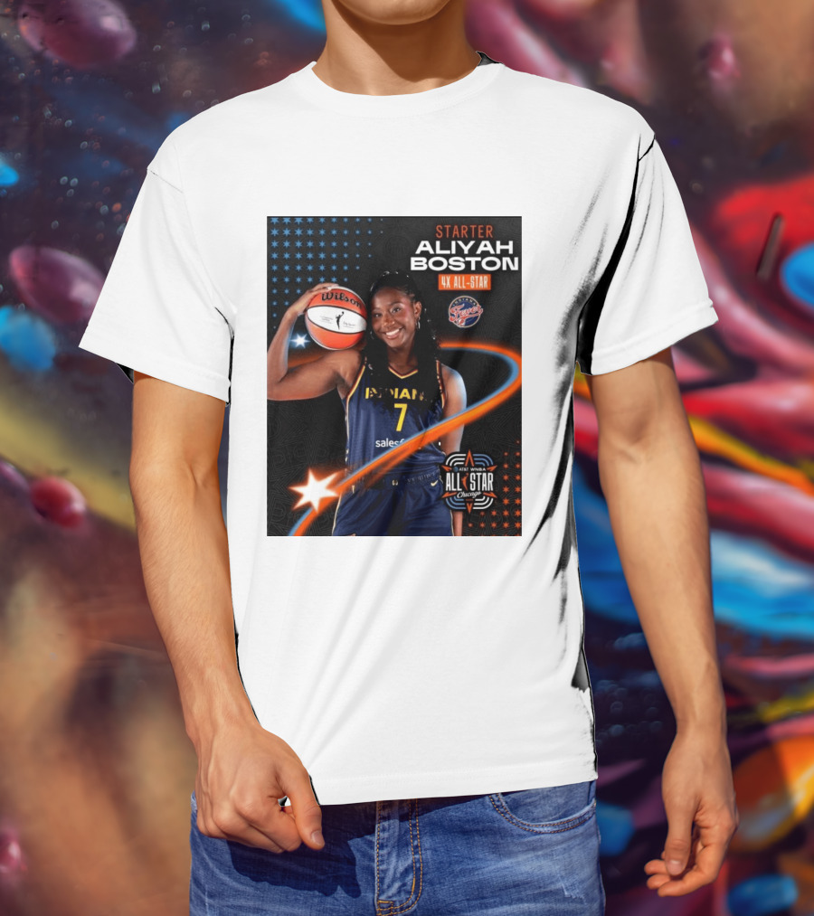 Starter Aliyah Boston 4x All Star Ind State Fever AT&T WNBA All Star 2026 Chicago T-Shirt