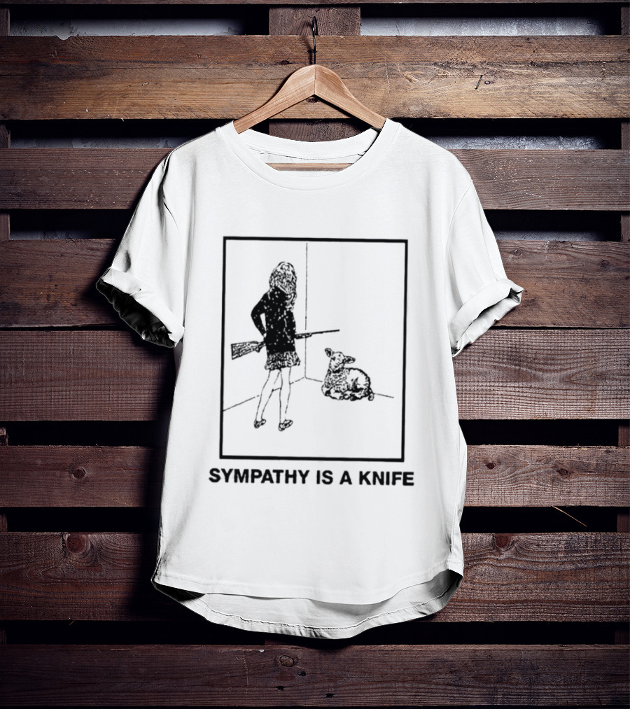 Sympathy Is A Knife Dark Silhouette Holding Object Next To Seated Figure T-Shirt