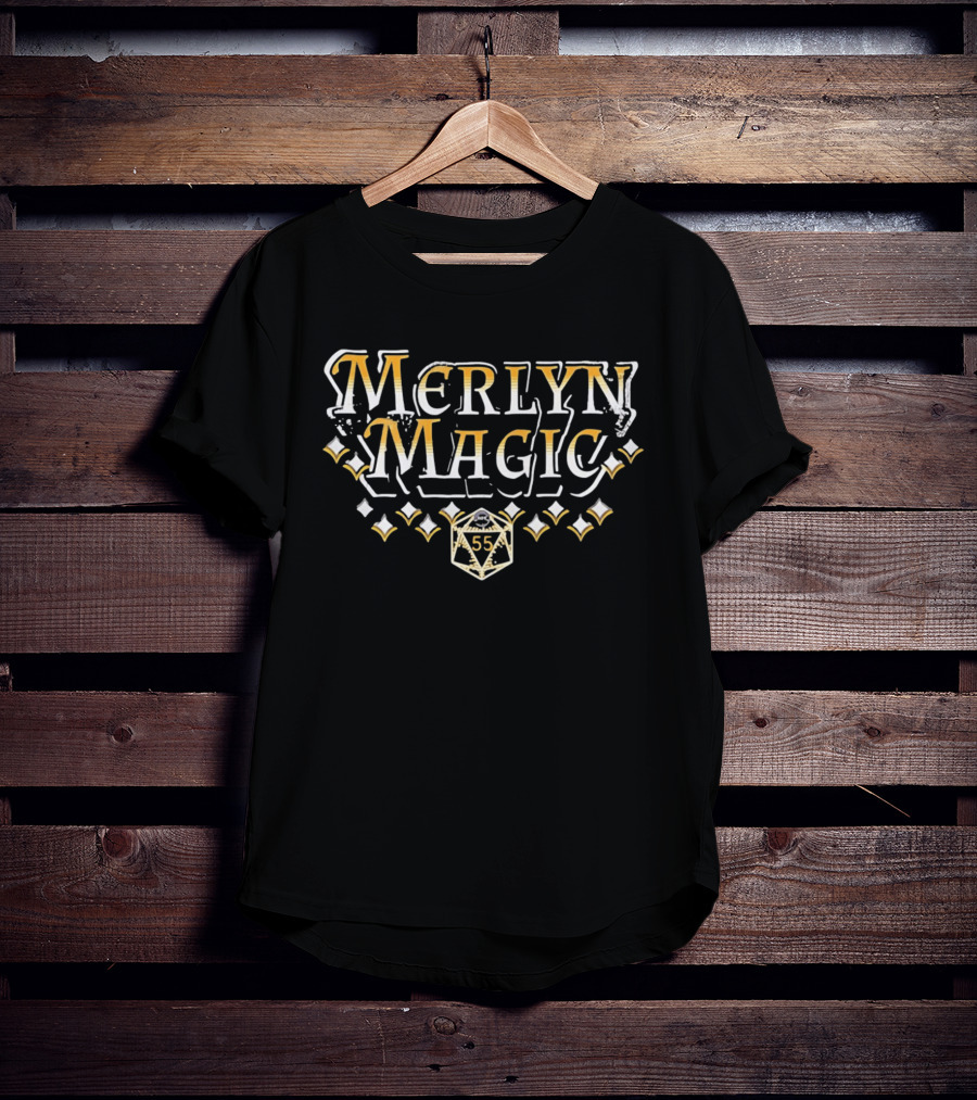 Merlyn Magic 55 D20 Roleplaying Game Dice Fantasy Adventure T-Shirt