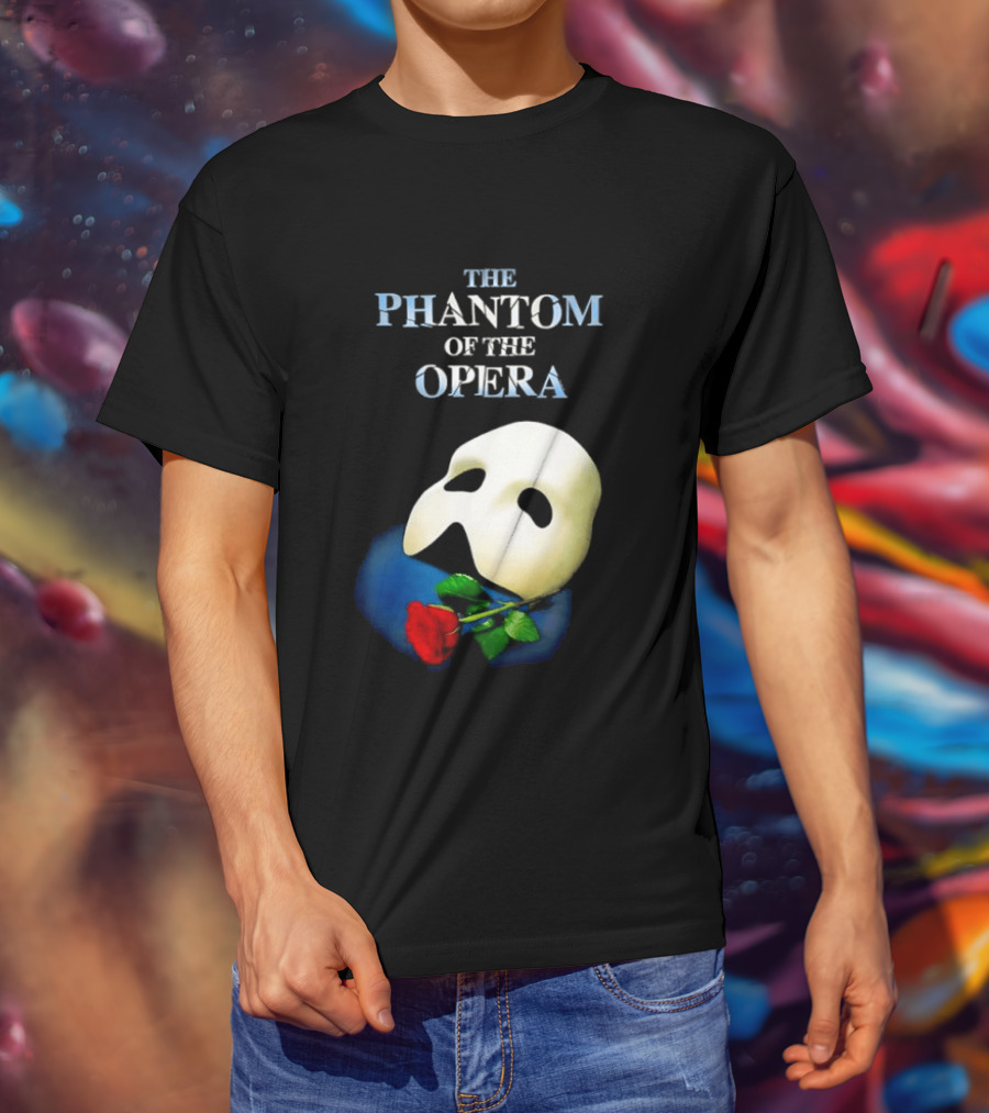 The Phantom Of The Opera Mask With Red Rose T-Shirt