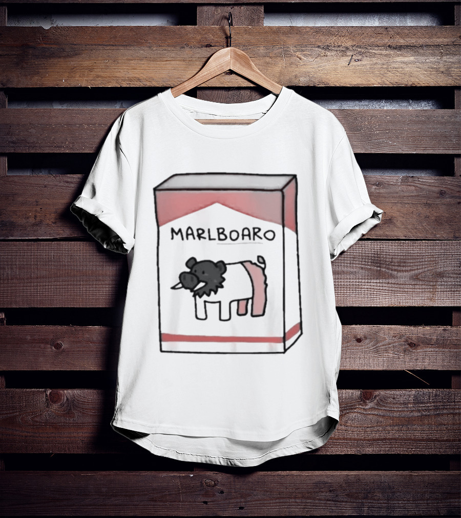 Marlboaro Boar Pig Pack Cigarette Cartoon T-Shirt