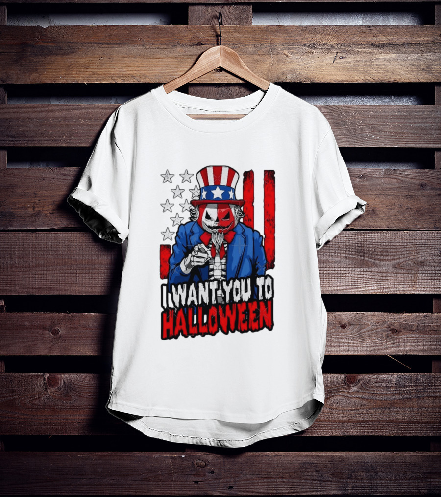 USA Patriotic Zombie Uncle Sam Pumpkin I Want You To Halloween T-Shirt