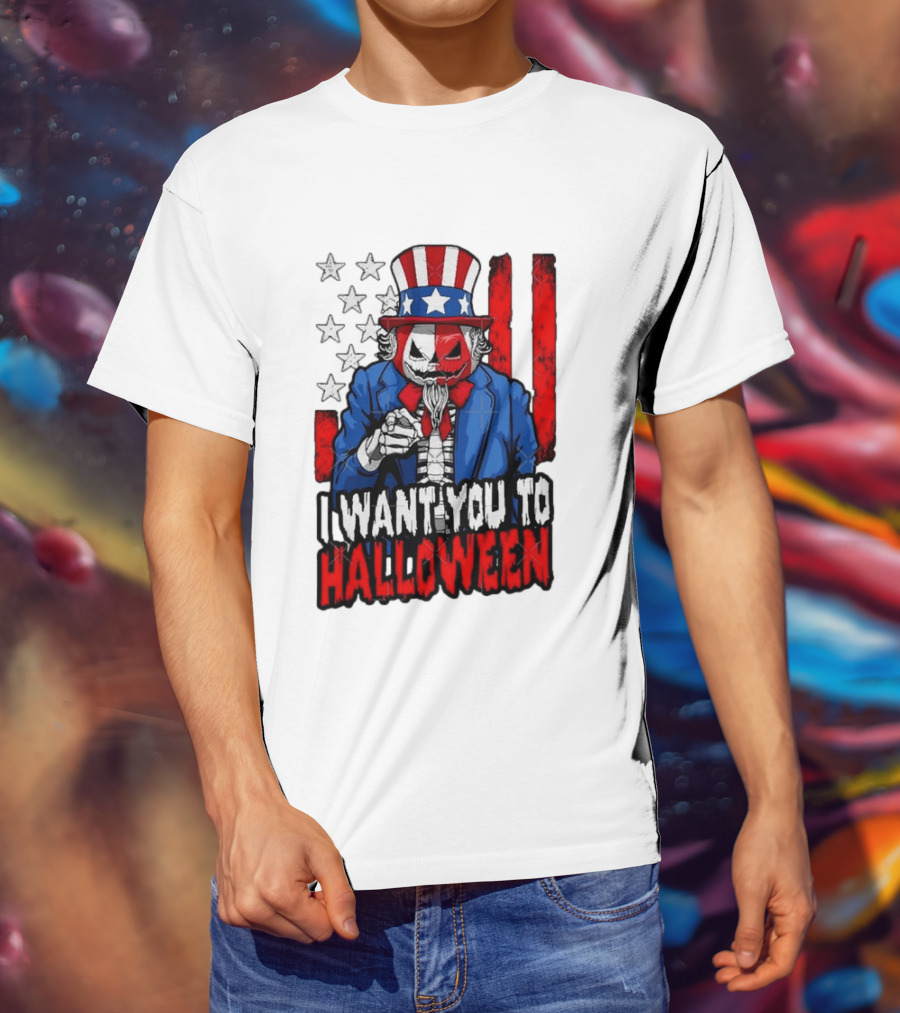 USA Patriotic Zombie Uncle Sam Pumpkin I Want You To Halloween T-Shirt