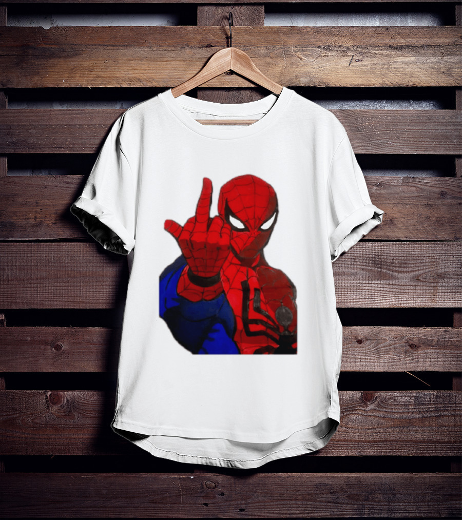 Spider Man Middle Finger Gesture Iconic Superhero Attitude T-Shirt