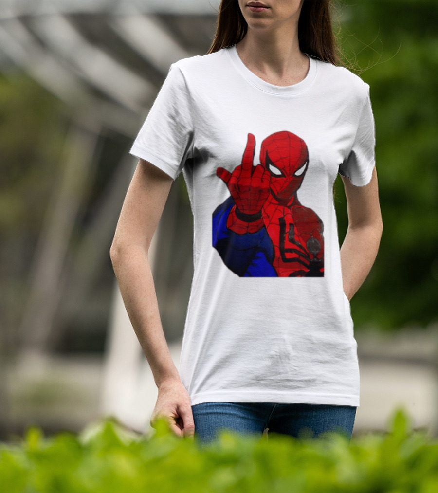 Spider Man Middle Finger Gesture Iconic Superhero Attitude T-Shirt