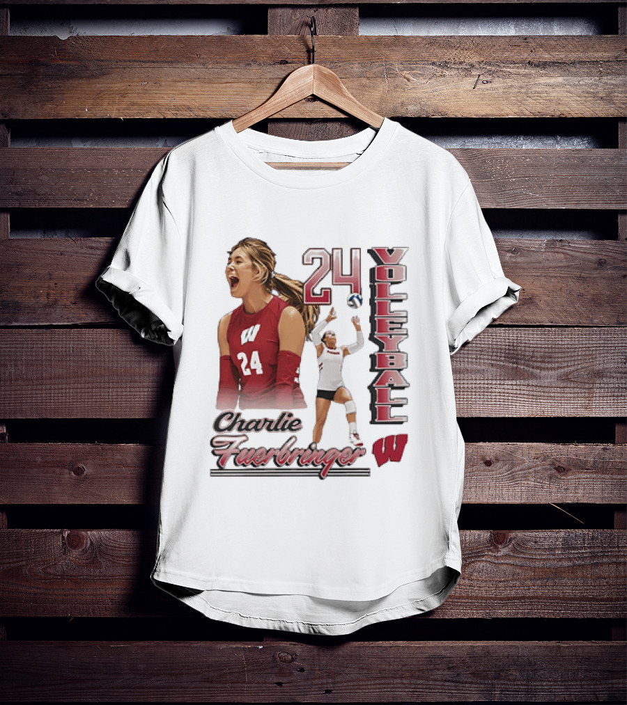 Wisconsin Badgers Charlie Fuerbringer Volleyball Number 24 T-Shirt
