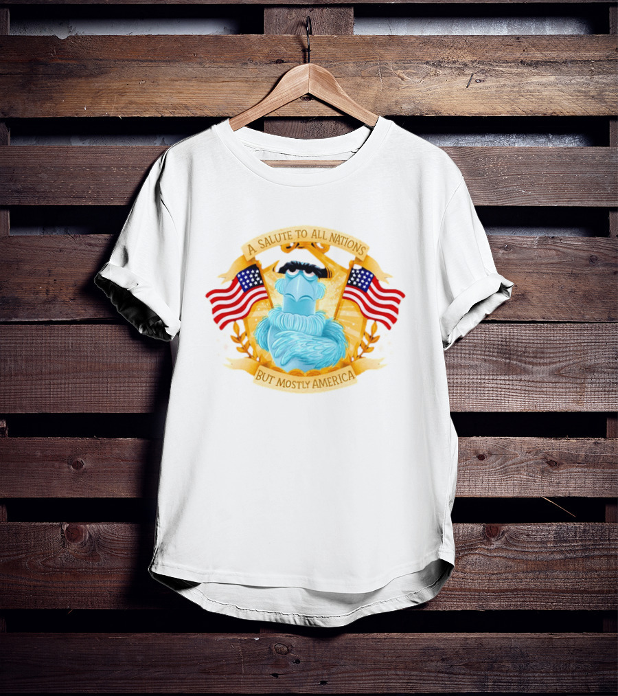 Sam The Eagle 2026 A Salute To All Nations But Mostly America American Flag The Muppets T-Shirt