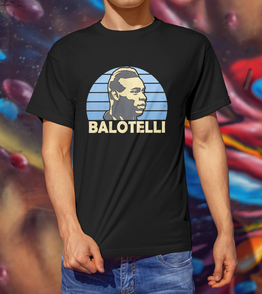 Balotelli Retro Style Italian Footballer Profile T-Shirt