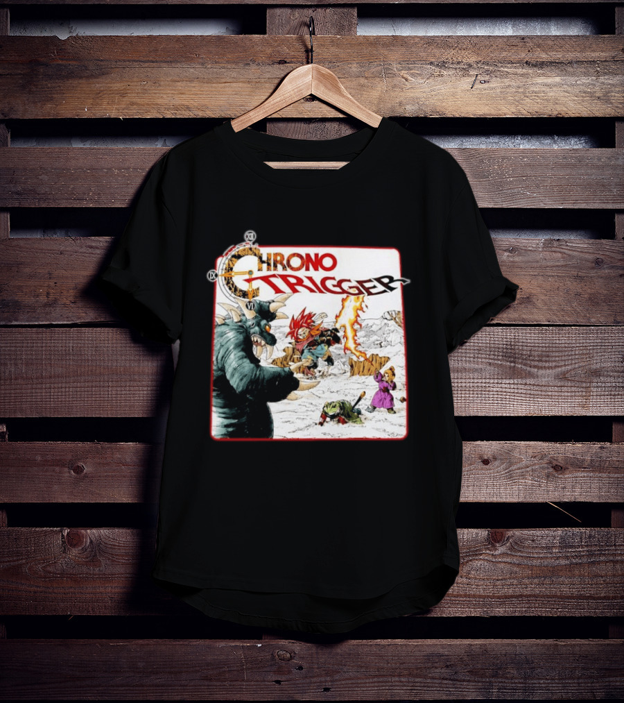 Chrono Trigger Iconic Gaming Adventure Characters And Battle Scene T-Shirt