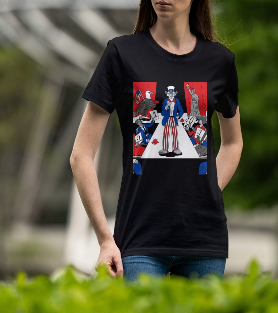 Uncle Sam Patriotic Symbol With Statue Of Liberty And American Eagle Political Commentary T-Shirt