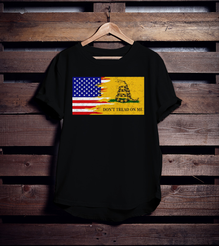 Don't Tread On Me American Flag Gadsden Snake T-Shirt