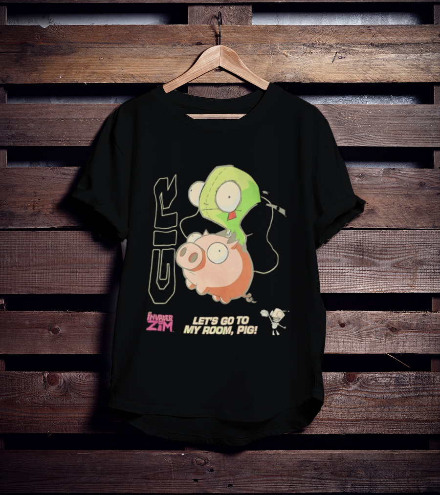 GIR Invader Zim Let's Go To My Room Pig Ride Adventure T-Shirt
