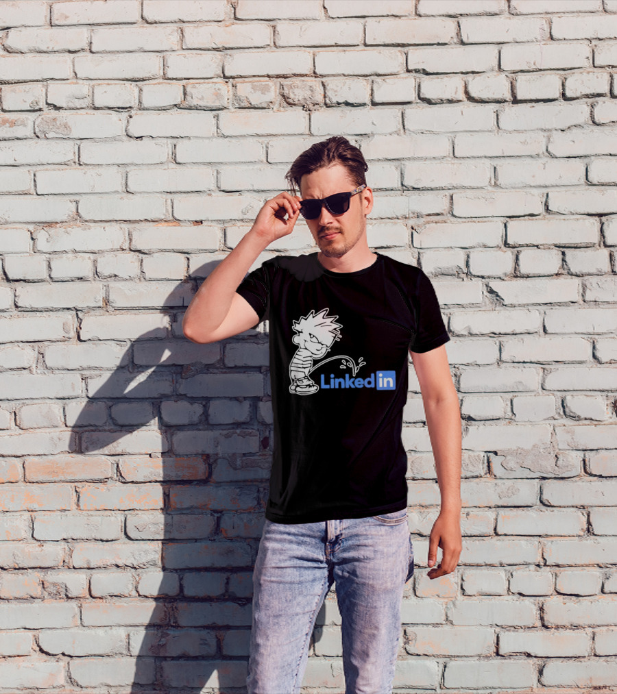 Calvin Pissing LinkedIn T-Shirt