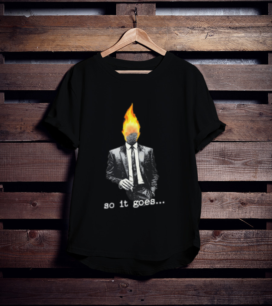 Ignition Man In Tuxedo So It Goes Burning Head Smoking T-Shirt