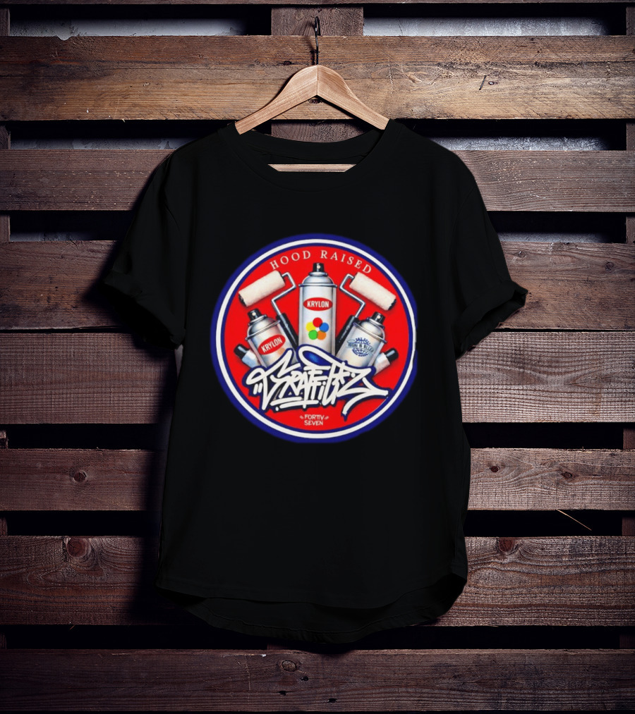 Hood Raised Krylon Graffiti Forty Seven High Bller Est 2017 T-Shirt