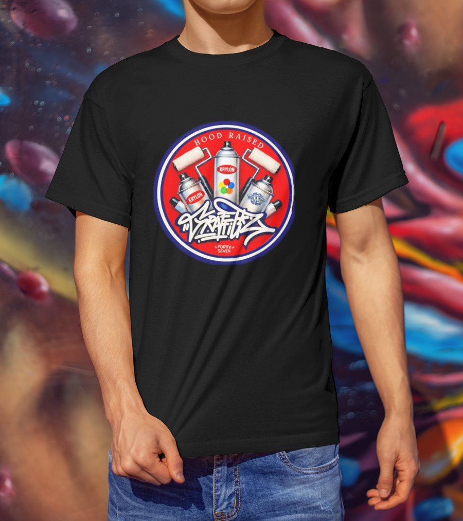 Hood Raised Krylon Graffiti Forty Seven High Bller Est 2017 T-Shirt